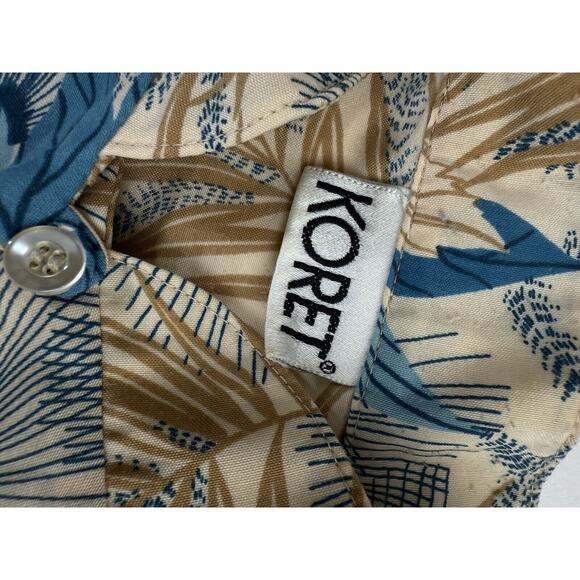 Vintage 80s Koret Blue‎ Floral Button-Up Long-Sleeve Blouse - Picture 6 of 11